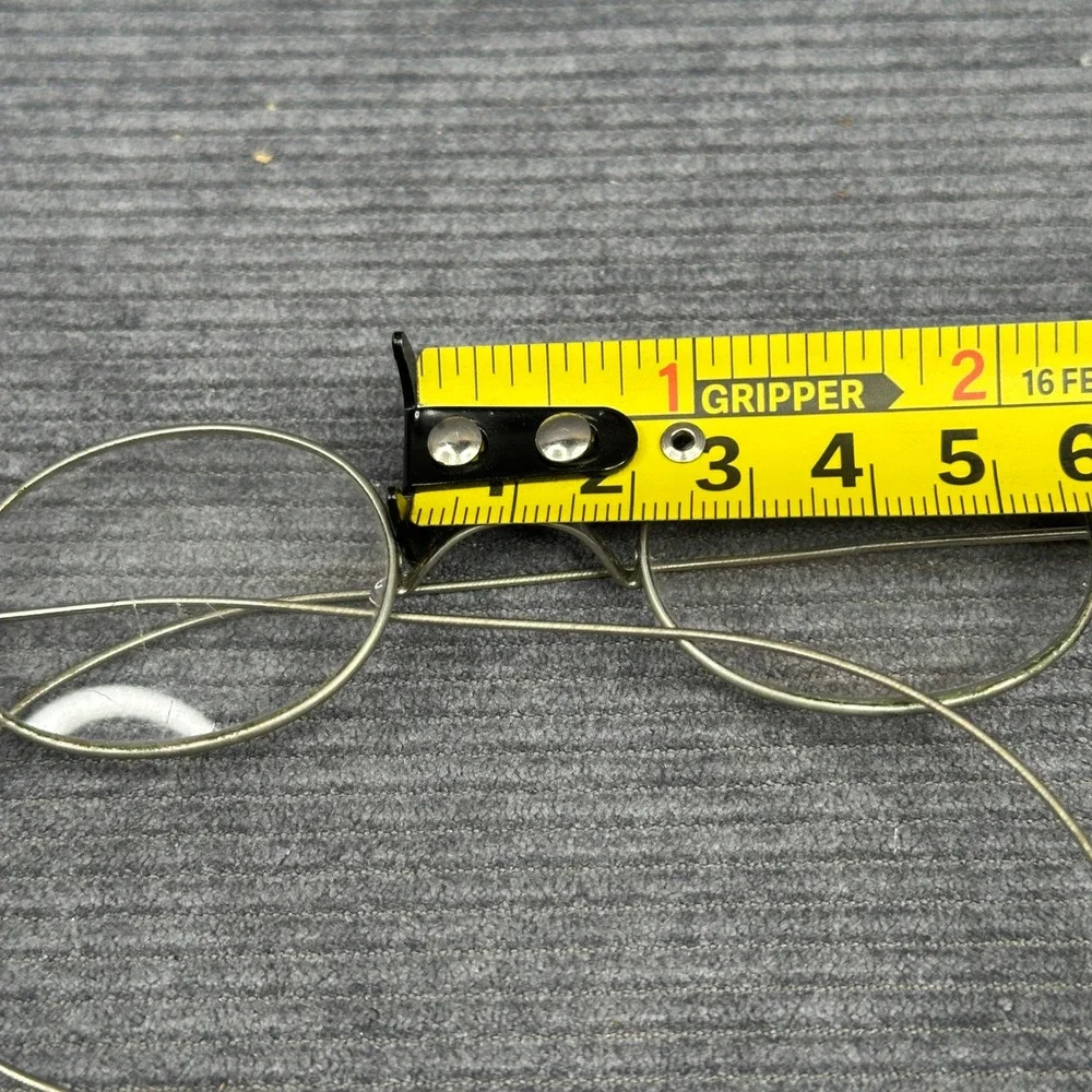 Antique Y2K Aluminum Wire Rim Oval Spectacles Cable Temple Glasses Silver